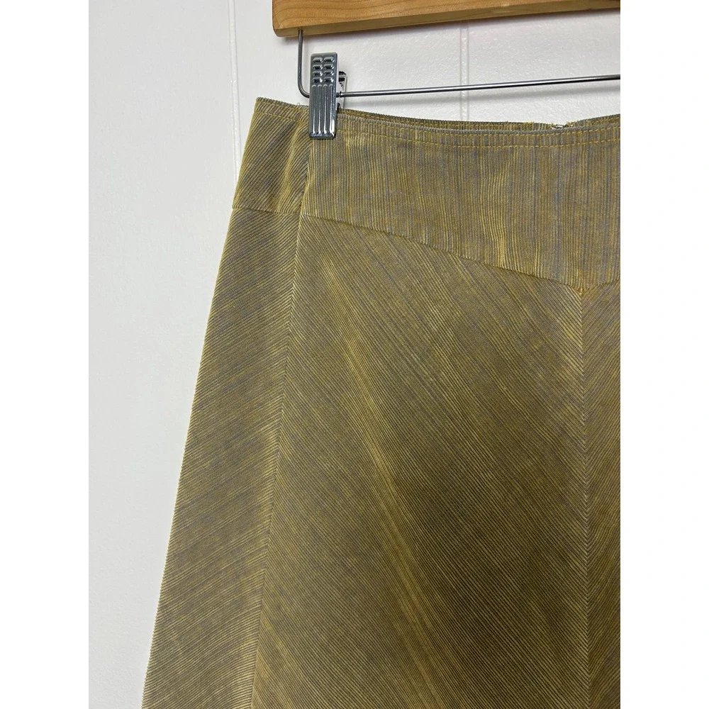 Vintage‎ Talbots Skirt Women's 10 A Line corduroy Tan Blue Frayed Hem modest